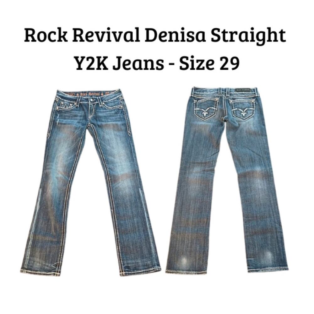 Rock Revival Denisa Straight Leg Jeans | Size 29 | Thick Stitching | Y2K Western
